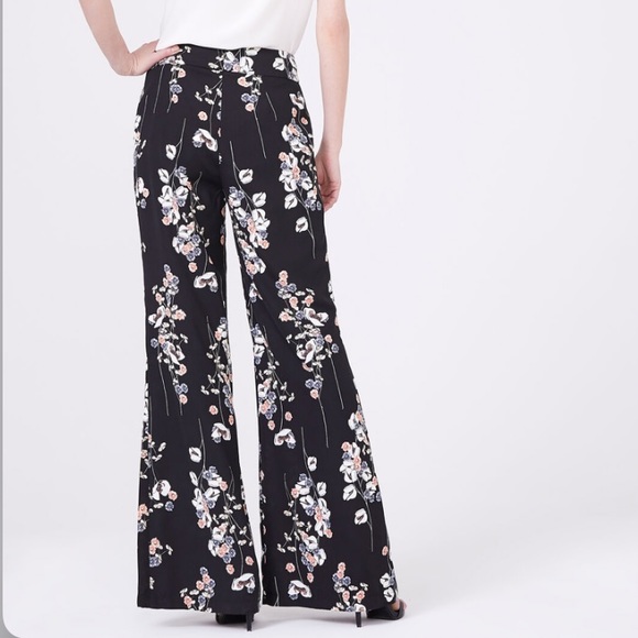 Frank Lyman floral black wide leg flare pant size 14 - Picture 3 of 15